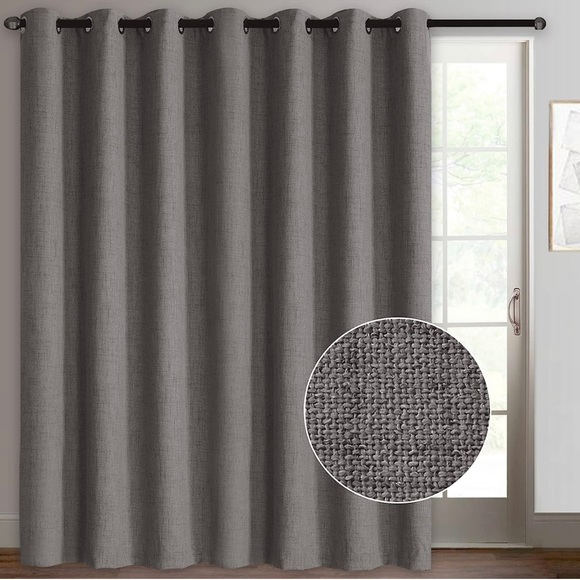 Rose Home Fashion 100% Blackout Curtains, Linen, 100x84”, Dark Grey - Picture 1 of 7